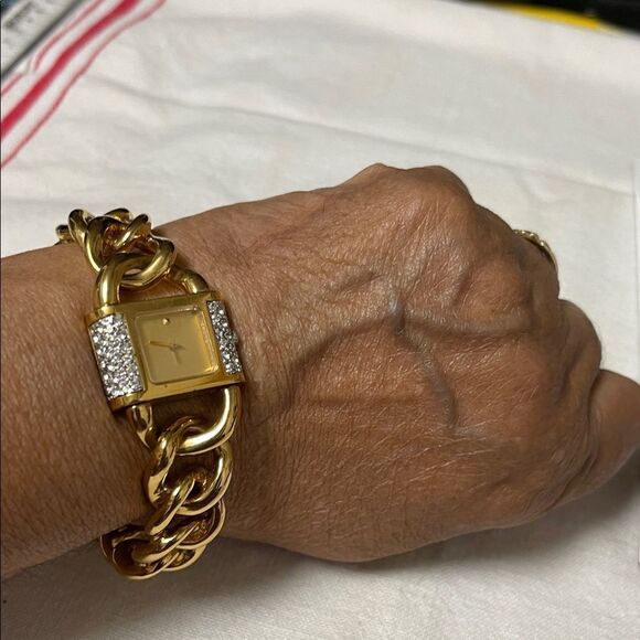 Vintage Franklin Mint 22k Gold EP with Crystal Settings Women\'s Bracelet Watch